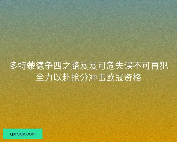 多特蒙德争四之路岌岌可危失误不可再犯全力以赴抢分冲击欧冠资格