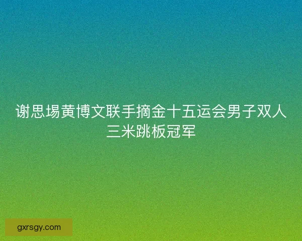 谢思埸黄博文联手摘金十五运会男子双人三米跳板冠军