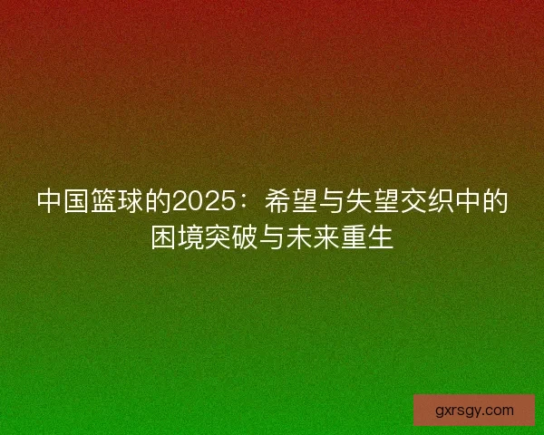 中国篮球的2025：希望与失望交织中的困境突破与未来重生