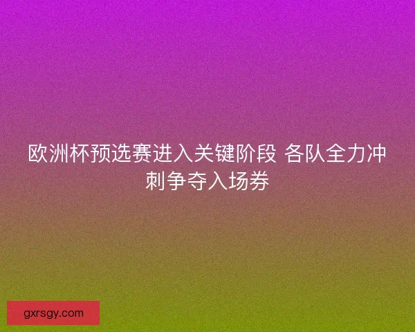 欧洲杯预选赛进入关键阶段 各队全力冲刺争夺入场券
