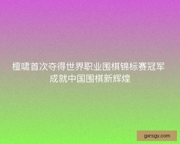 檀啸首次夺得世界职业围棋锦标赛冠军 成就中国围棋新辉煌